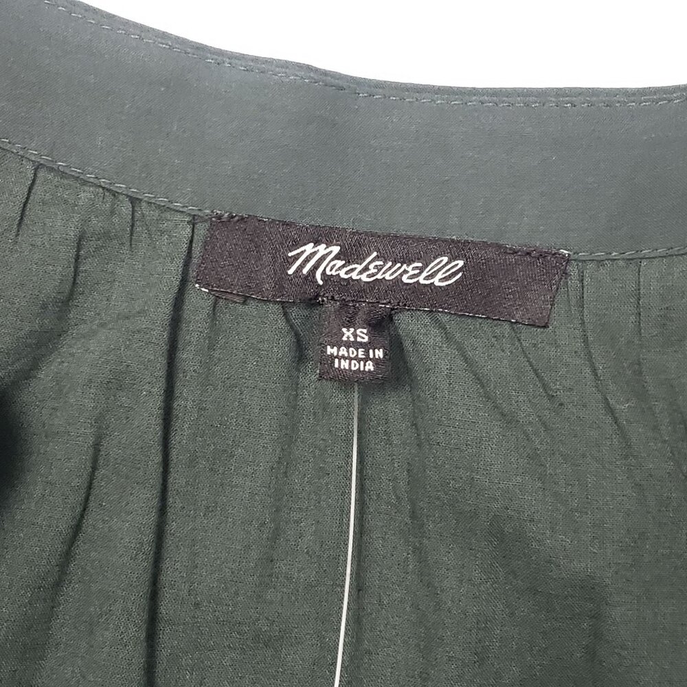Madewell Crinkle Poplin Wrap Mini Dress Dark Palm Green Women's XS [NH093] Boho - Picture 3 of 16